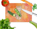 Leopard Watercolor Cutting Board Tempered Glass Kitchen Cutting Surface, Heat Resistant Chopping, Non-Slip Feet, Food Prep & Serving