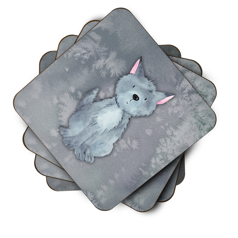 Wolf Watercolor Foam Coaster Set of 4 BB7398FC