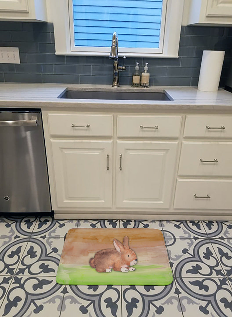 Rabbit Watercolor Machine Washable Memory Foam Mat BB7410RUG