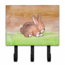 Rabbit Watercolor Leash or Key Holder Wall Hooks, Coat Rack Wall Mount, for Hanging Keys, Towels, Aprons, Leashes