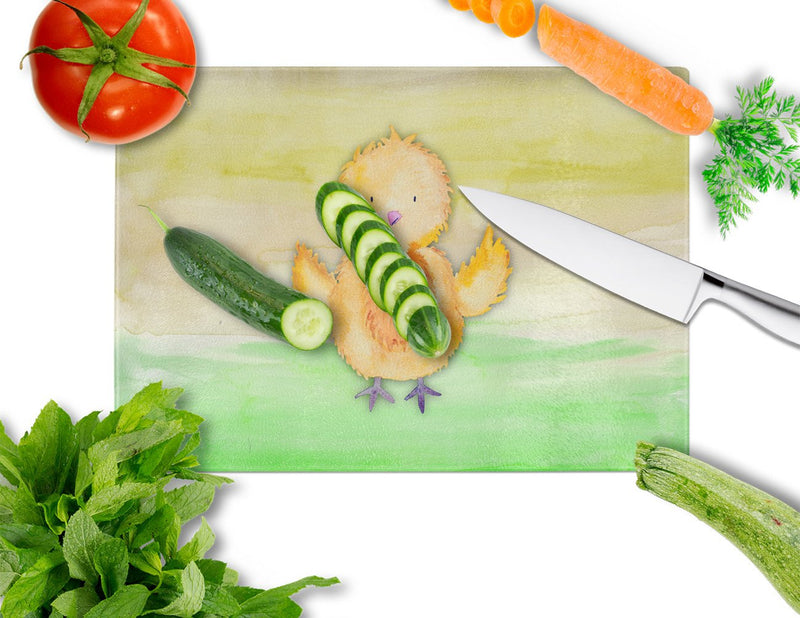 Chicken Watercolor Glass Cutting Board Large BB7411LCB