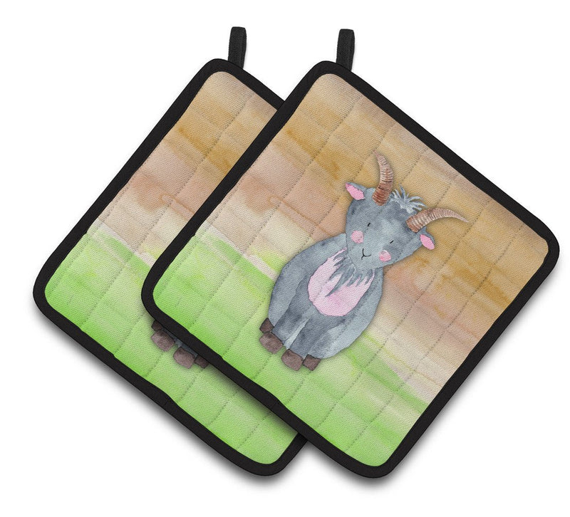 Goat Watercolor Pair of Pot Holders BB7413PTHD