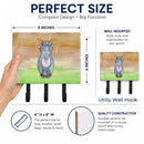 Goat Watercolor Leash or Key Holder Wall Hooks, Coat Rack Wall Mount, for Hanging Keys, Towels, Aprons, Leashes