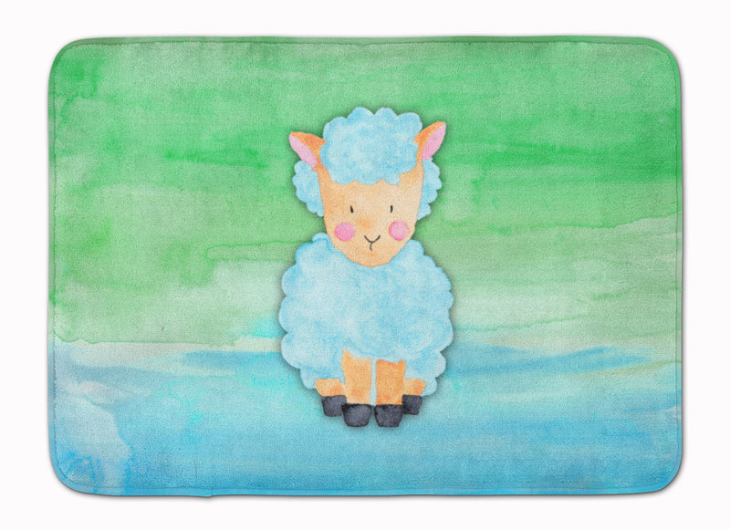 Sheep Lamb Watercolor Machine Washable Memory Foam Mat BB7414RUG