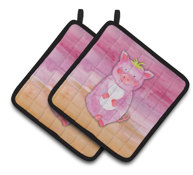 Pig Watercolor Pair of Pot Holders BB7416PTHD