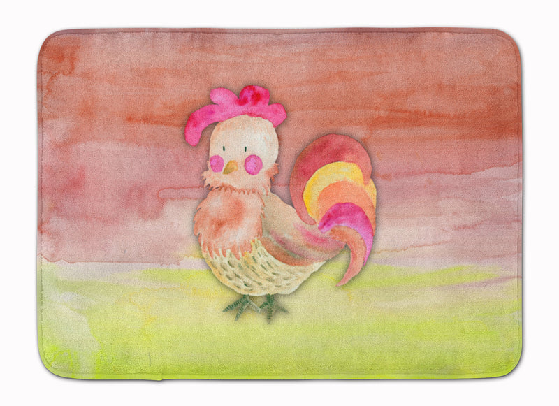 Rooster Watercolor Machine Washable Memory Foam Mat BB7417RUG