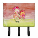 Rooster Watercolor Leash or Key Holder Wall Hooks, Coat Rack Wall Mount, for Hanging Keys, Towels, Aprons, Leashes