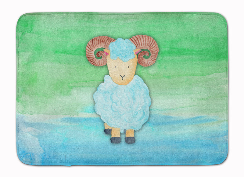 Ram Sheep Watercolor Machine Washable Memory Foam Mat BB7418RUG