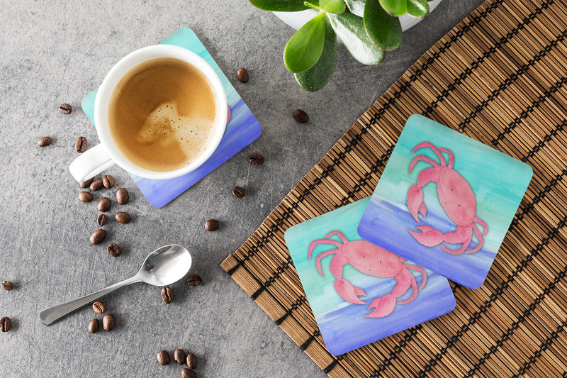 Crab Watercolor Foam Coaster Set of 4 BB7420FC