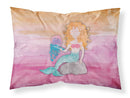 Blonde Mermaid Watercolor Fabric Standard Pillowcase – Artistic Decorative Front, White Back BB7423PILLOWCASE