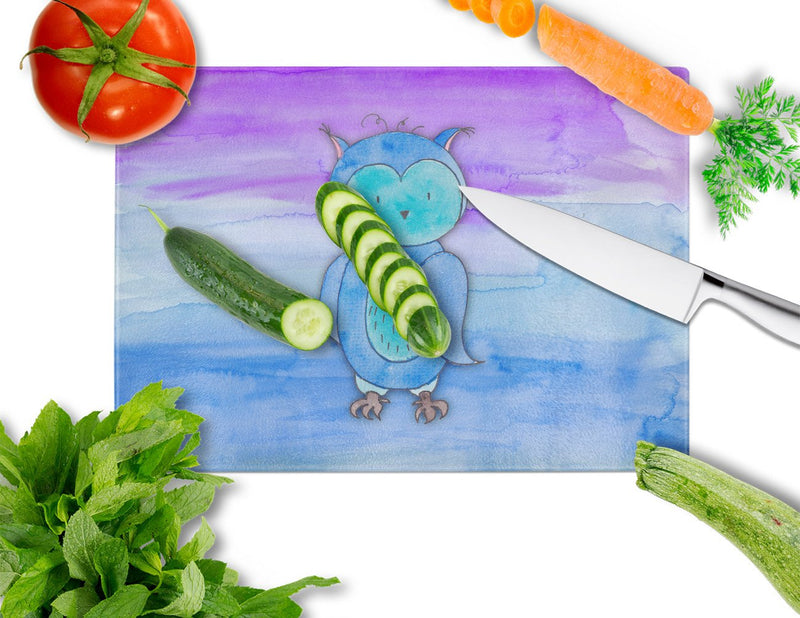 Blue Owl Watercolor Glass Cutting Boards – Durable, Decorative Kitchen Art Large BB7426LCB