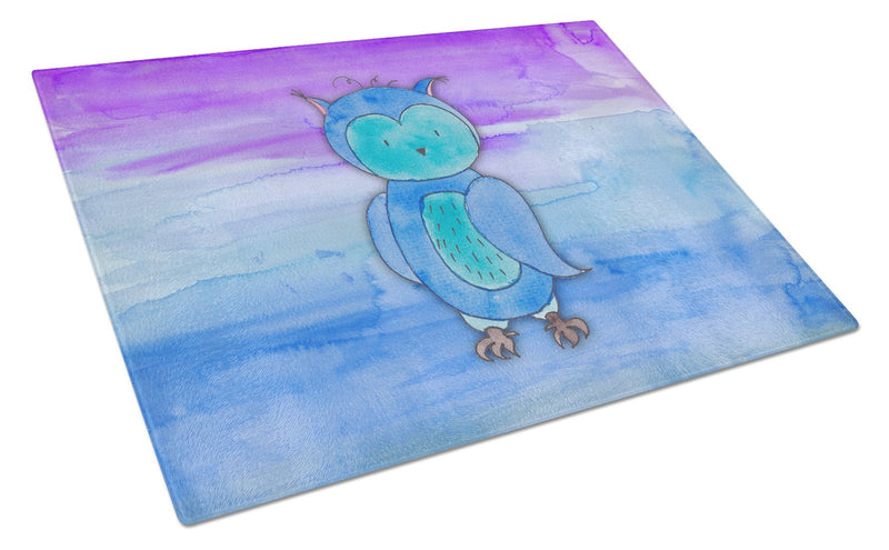 Blue Owl Watercolor Glass Cutting Boards – Durable, Decorative Kitchen Art Large BB7426LCB