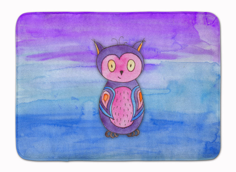 Pink and Purple Owl Watercolor Machine Washable Memory Foam Mat BB7427RUG