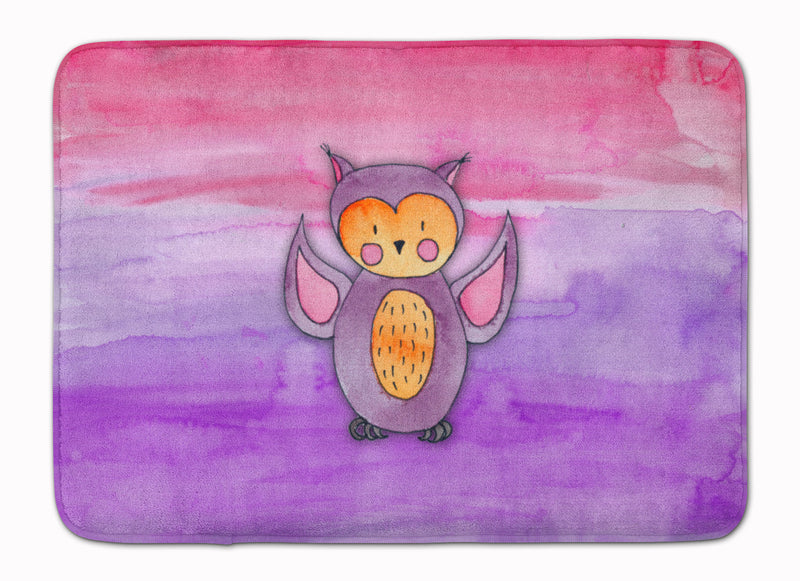 Pink and Purple Owl Watercolor Machine Washable Memory Foam Mat BB7428RUG