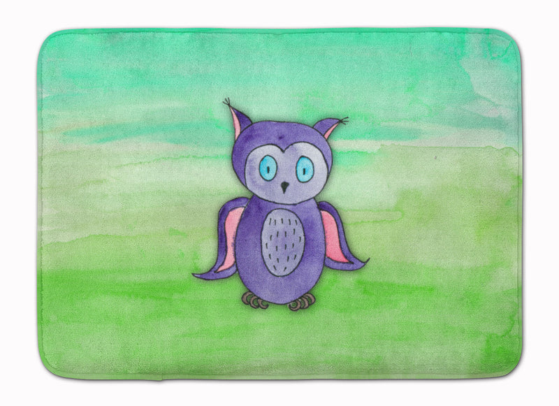 Purple Owl Watercolor Machine Washable Memory Foam Mat BB7429RUG