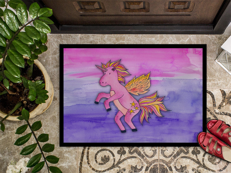 Pink Unicorn Watercolor Doormat - 18x27 Decorative Floor Mat – Indoor/Outdoor Rug with Artistic Flair BB7432MAT