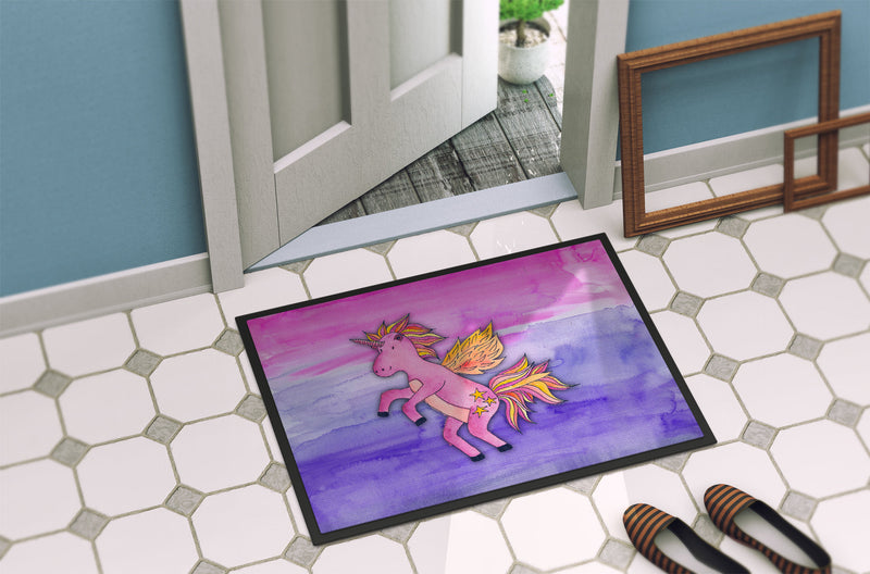 Pink Unicorn Watercolor Doormat - 18x27 Decorative Floor Mat – Indoor/Outdoor Rug with Artistic Flair BB7432MAT
