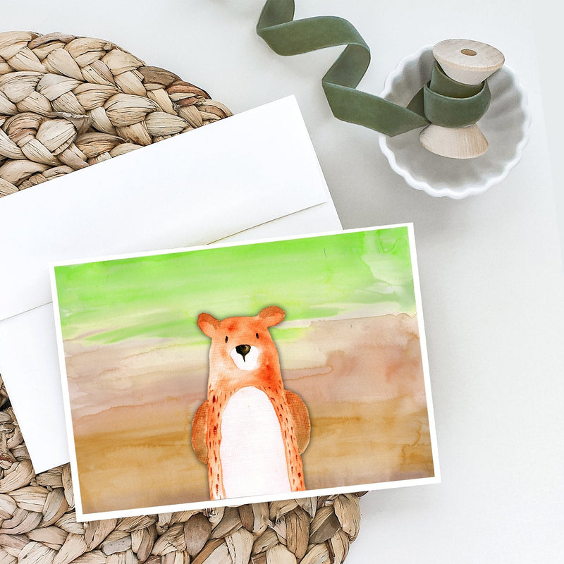 Bear Watercolor Greeting Cards and Envelopes Pack of 8