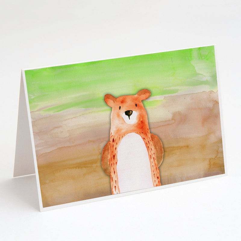 Bear Watercolor Greeting Cards and Envelopes Pack of 8