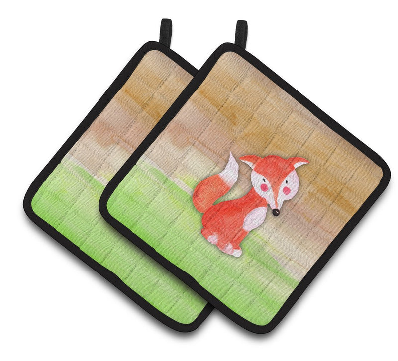 Fox Watercolor Pair of Pot Holders BB7436PTHD