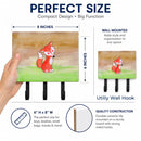 Fox Watercolor Leash or Key Holder Wall Hooks, Coat Rack Wall Mount, for Hanging Keys, Towels, Aprons, Leashes