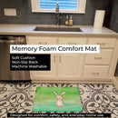 Bunny Rabbit Watercolor Memory Foam Kitchen Mat Machine Washable Anti-Fatigue Cushion Comfort Bath or Kitchen Rug