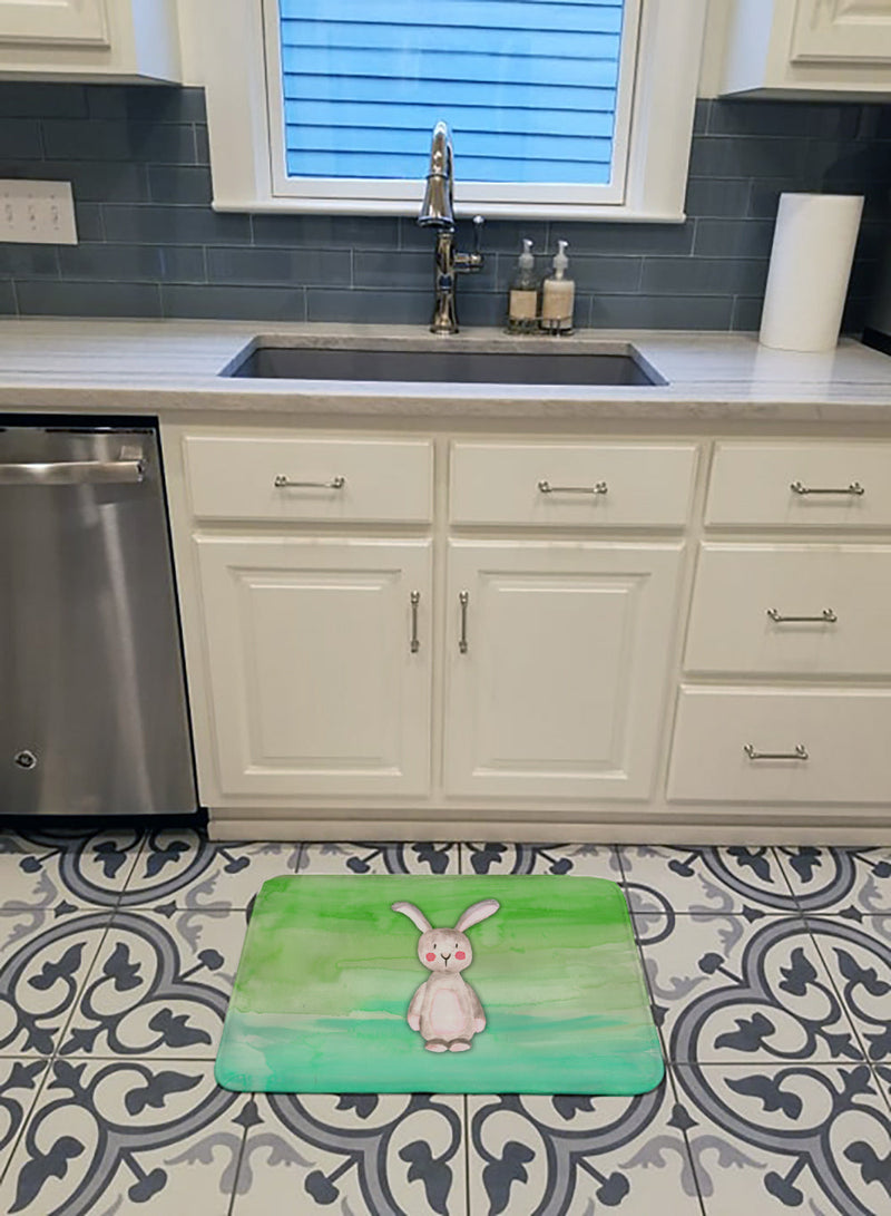 Bunny Rabbit Watercolor Machine Washable Memory Foam Mat BB7437RUG