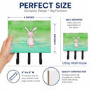 Bunny Rabbit Watercolor Leash or Key Holder Wall Hooks, Coat Rack Wall Mount, for Hanging Keys, Towels, Aprons, Leashes