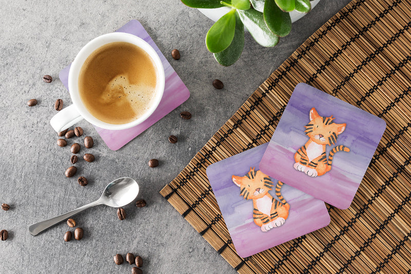 Tiger Cub Watercolor Foam Coaster Set of 4 BB7444FC