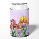 Purple and Yellow Iris Can or Bottle Hugger Cooler Sleeve for Standard 12 oz Cans, Insulated Foam Beer & Soda Can Hugger Reusable