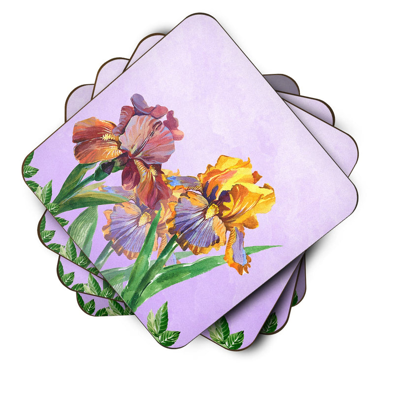 Purple and Yellow Iris Foam Coaster Set of 4 BB7445FC