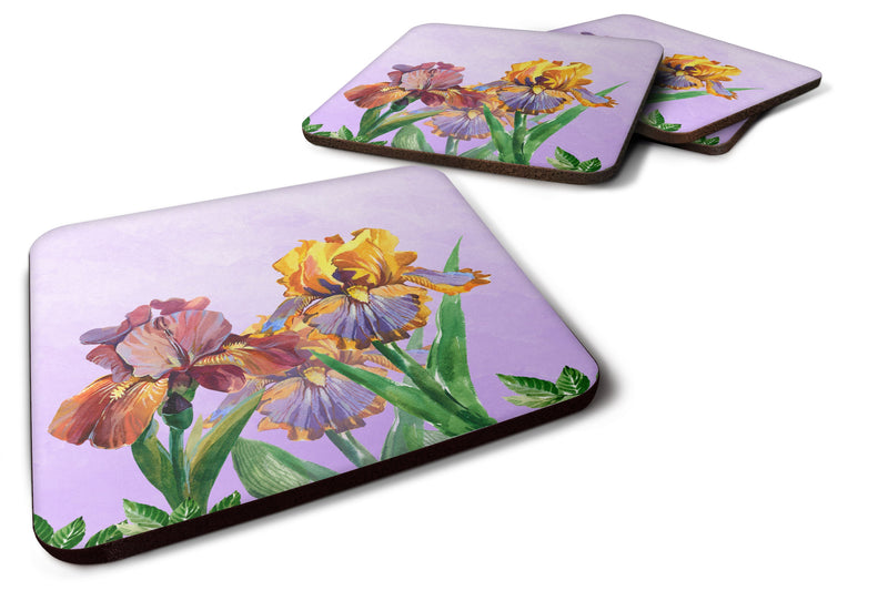 Purple and Yellow Iris Foam Coaster Set of 4 BB7445FC