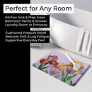 Purple and Yellow Iris Memory Foam Kitchen Mat Machine Washable Anti-Fatigue Cushion Comfort Bath or Kitchen Rug