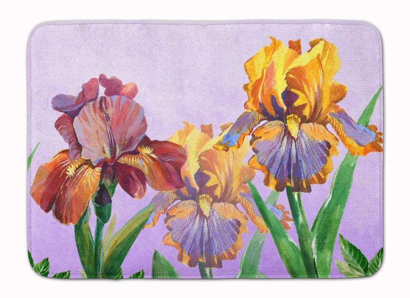 Purple and Yellow Iris Machine Washable Memory Foam Mat BB7445RUG