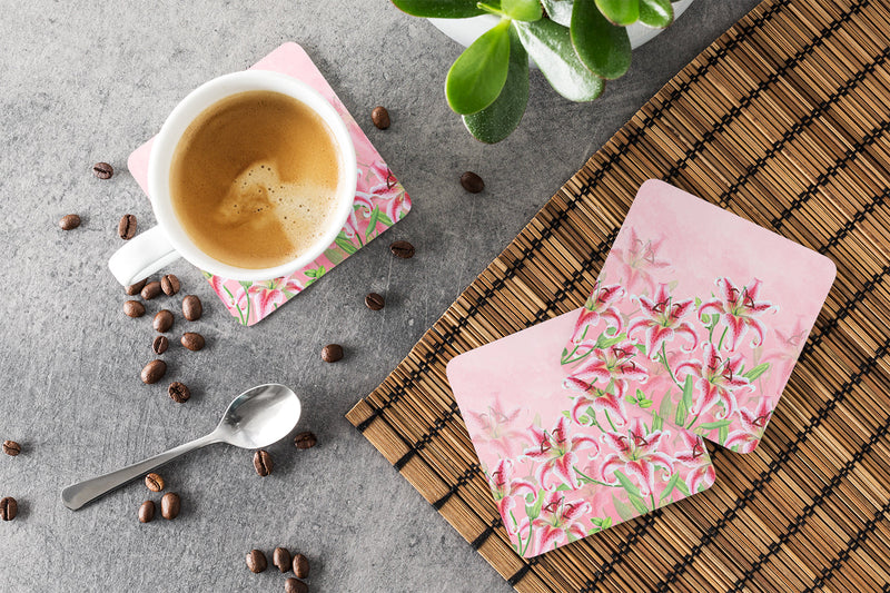 Pink Lillies Foam Coaster Set of 4 BB7446FC