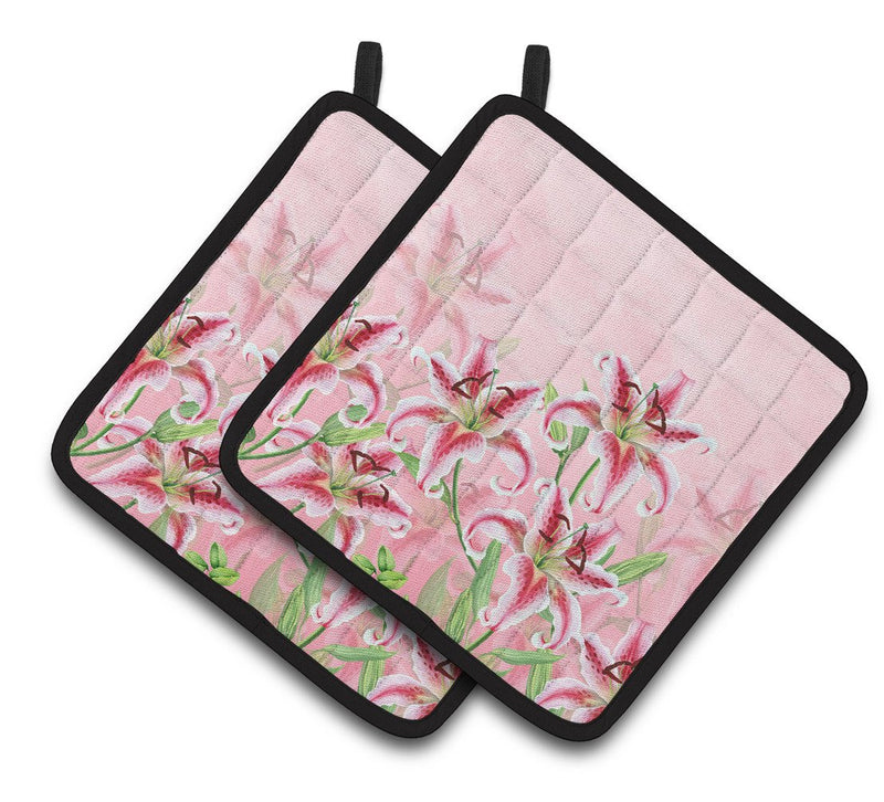 Pink Lillies Pair of Pot Holders BB7446PTHD