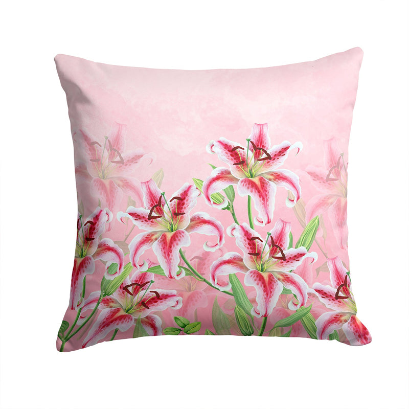 Pink Lillies Fabric Decorative Pillow BB7446PW1414