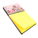 Pink Lillies Watercolor Sticky Note Holder Refillable Dispenser Desk Accessory 3x3 Pad Gift