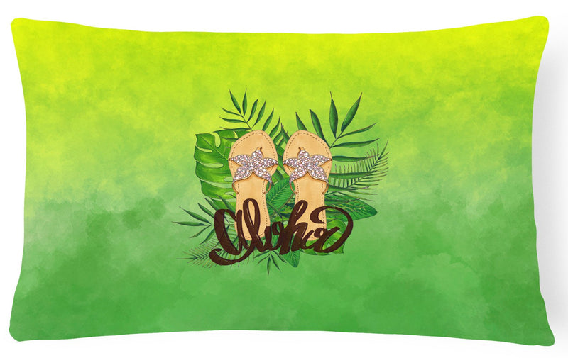 Aloha Flip Flops Canvas Fabric Decorative Pillow BB7449PW1216