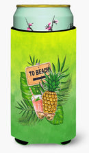 To the Beach Summer Tall Boy Hugger Can Cooler Sleeve Machine Washable Drink Collapsible Insulator Beverage Insulated Holder