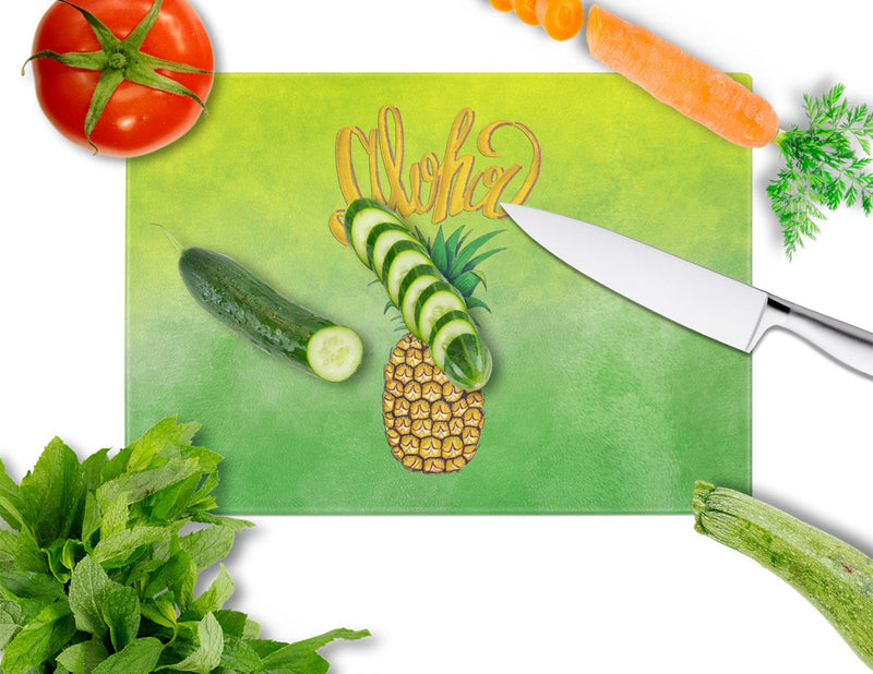 Aloha Pineapple Welcome Glass Cutting Boards – Durable, Decorative Kitchen Art Large BB7451LCB