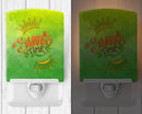 Summer Time Ceramic Night Light Compact, UL-Certified, Ideal for Bedroom, Bathroom, Nursery, Hallway, Kitchen, 6x4x3, Multicolor