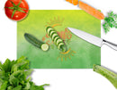 Summer Time Cutting Board Tempered Glass Kitchen Cutting Surface, Heat Resistant Chopping, Non-Slip Feet, Food Prep & Serving