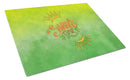 Summer Time Cutting Board Tempered Glass Kitchen Cutting Surface, Heat Resistant Chopping, Non-Slip Feet, Food Prep & Serving