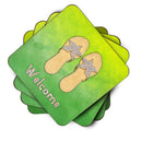 Flip Flops Welcome Foam Coasters Set of 4 Cup Coasters for Indoor Outdoor, Tabletop Protection, Anti Slip, Mouse pad Material