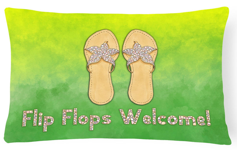 Flip Flops Welcome Canvas Fabric Decorative Pillow BB7454PW1216