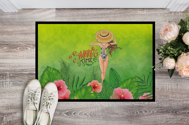 Summer Time Lady in Swimsuit Indoor or Outdoor Mat 18x27 BB7455MAT