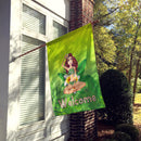Welcome Lady in Bikini Summer House Flag 28x40 Porch Sleeve Pole Decorative Outside Yard Banner Artwork Wall Hanging, Polyester