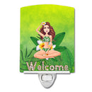 Welcome Lady in Bikini Summer Ceramic Night Light Compact, UL-Certified, Ideal for Bedroom, Bathroom, Nursery, Hallway, Kitchen, 6x4x3, Multicolor