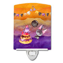 Halloween Sweets Party Ceramic Night Light Compact, UL-Certified, Ideal for Bedroom, Bathroom, Nursery, Hallway, Kitchen, 6x4x3, Multicolor